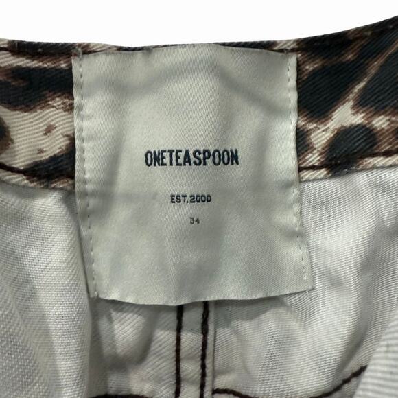 One Teaspoon Bandits Mid Waist Denim Shorts Animal Print Women's Size 34 - Picture 5 of 5